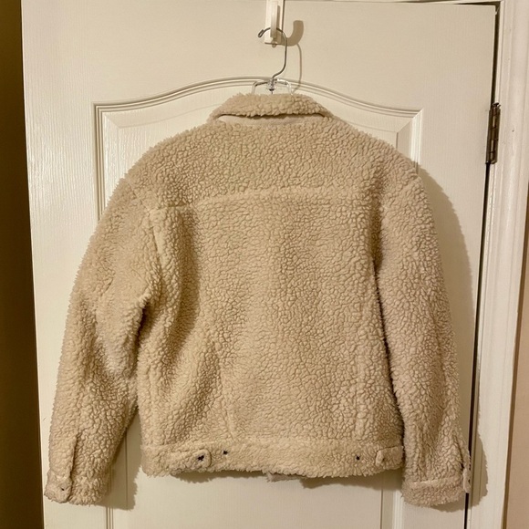 Levi's Women’s All Over Sherpa Trucker Jacket Cream Beige Size M Casual Western - Picture 5 of 11